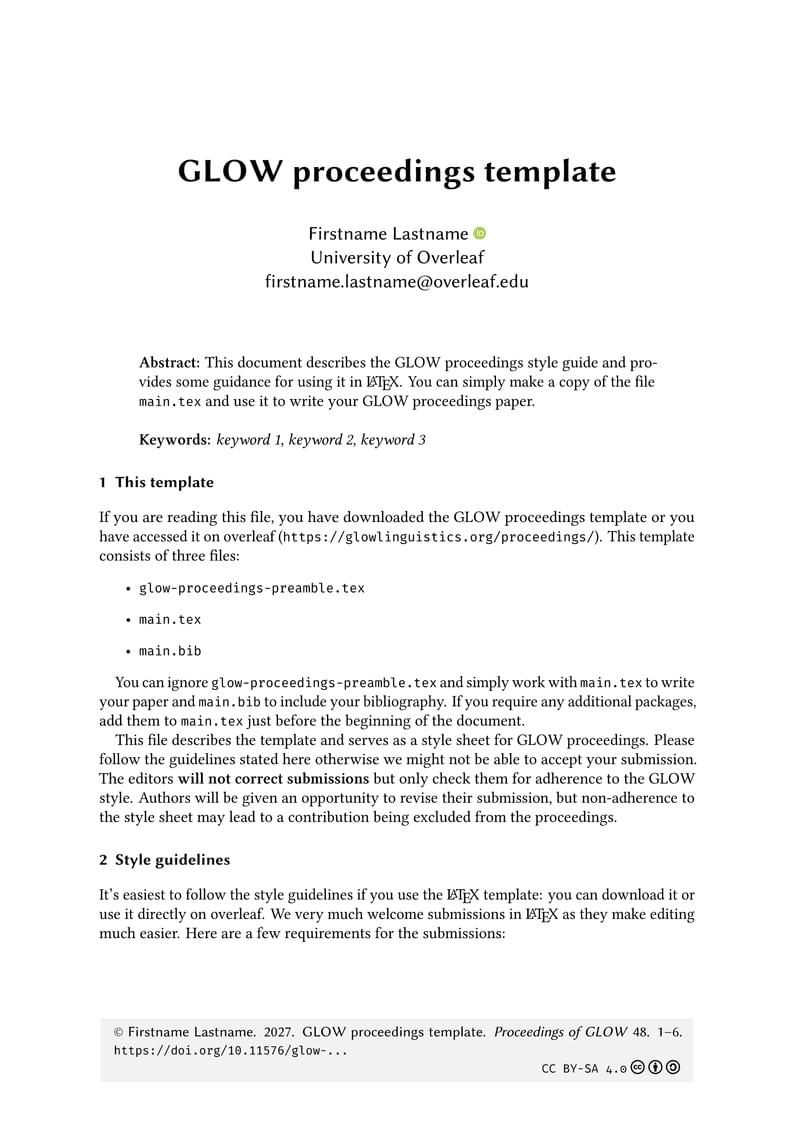 GLOW proceedings template