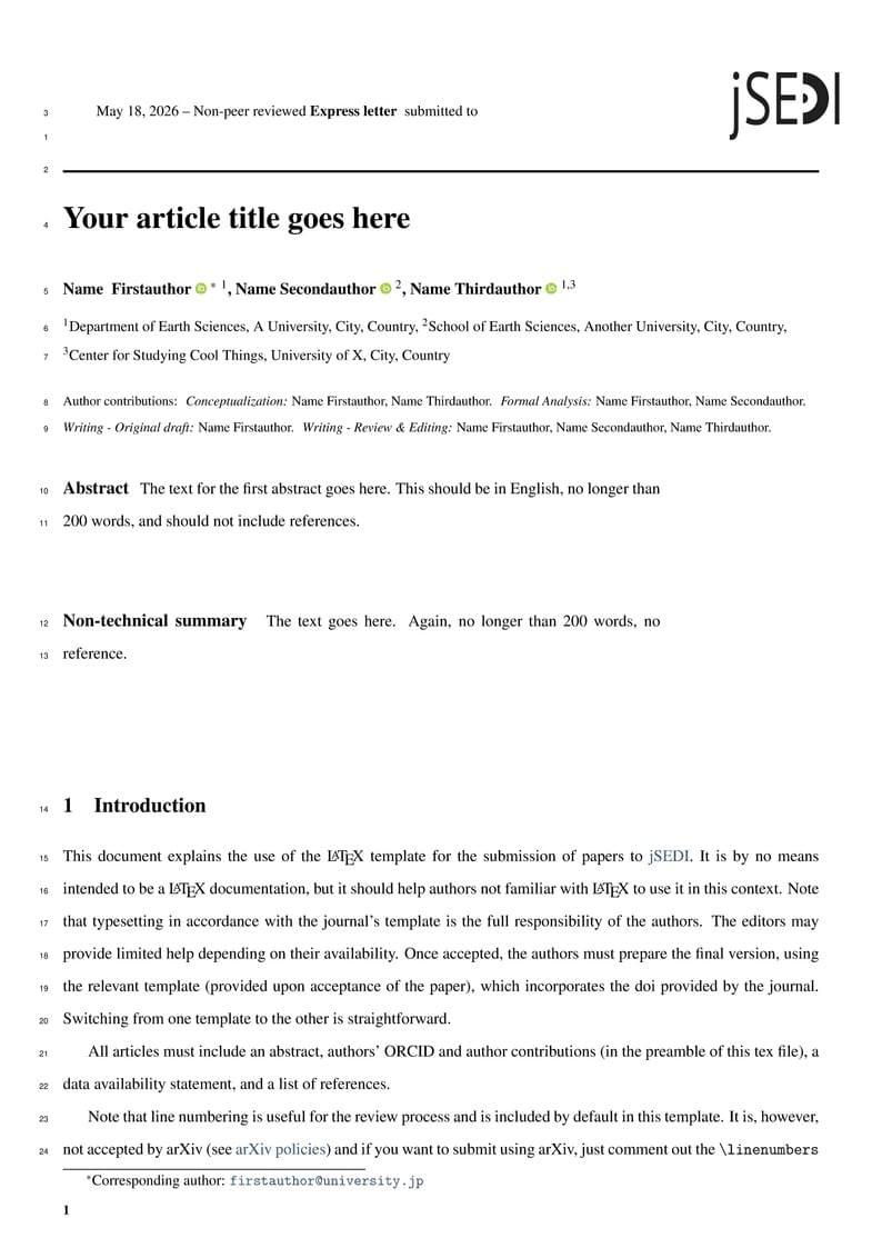 jSEDI submission template