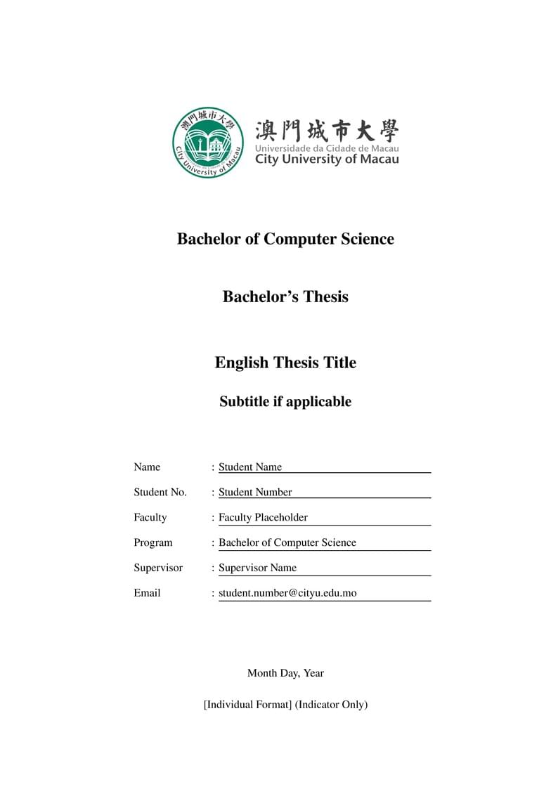 City University of Macau Thesis Template