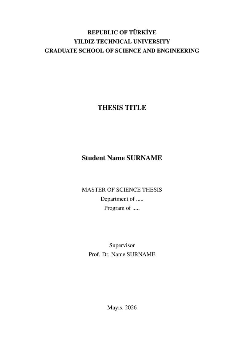 YTU Graduate School Thesis Template