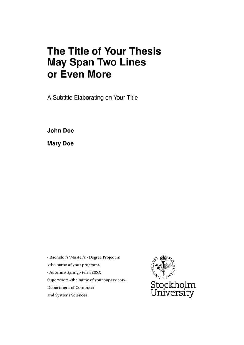 Thesis Template, DSV, Stockholm University