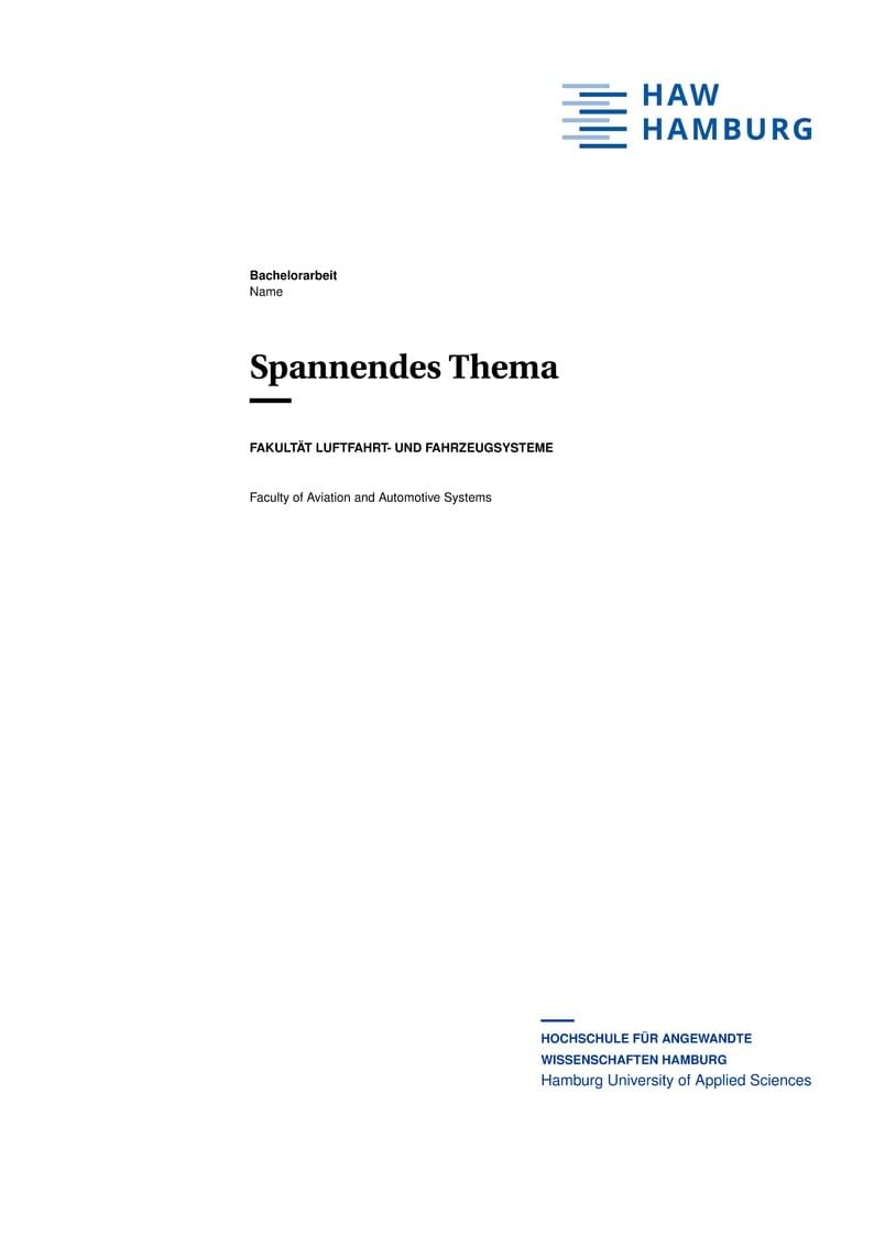 Vorlage Abschlussarbeit HAW