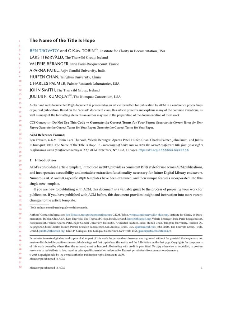 Association for Computing Machinery (ACM) - Generic Journal Manuscript Template