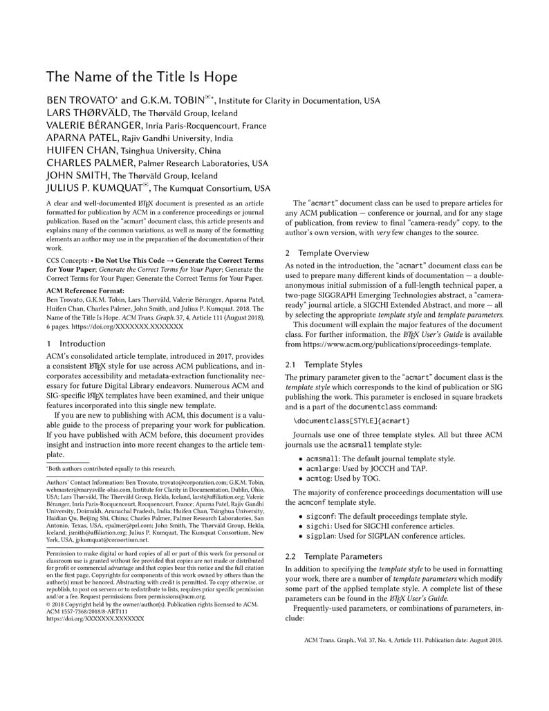 Association for Computing Machinery (ACM) - Large 2-Column Format Template