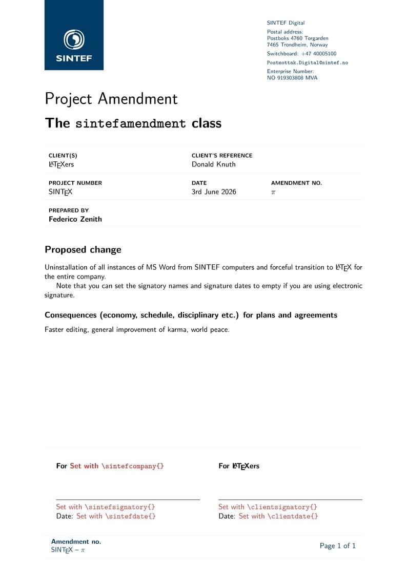 SINTEF Amendment