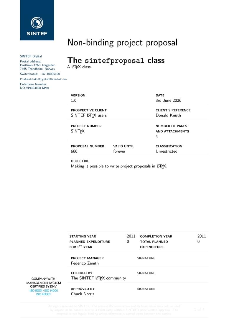 SINTEF Project Proposal