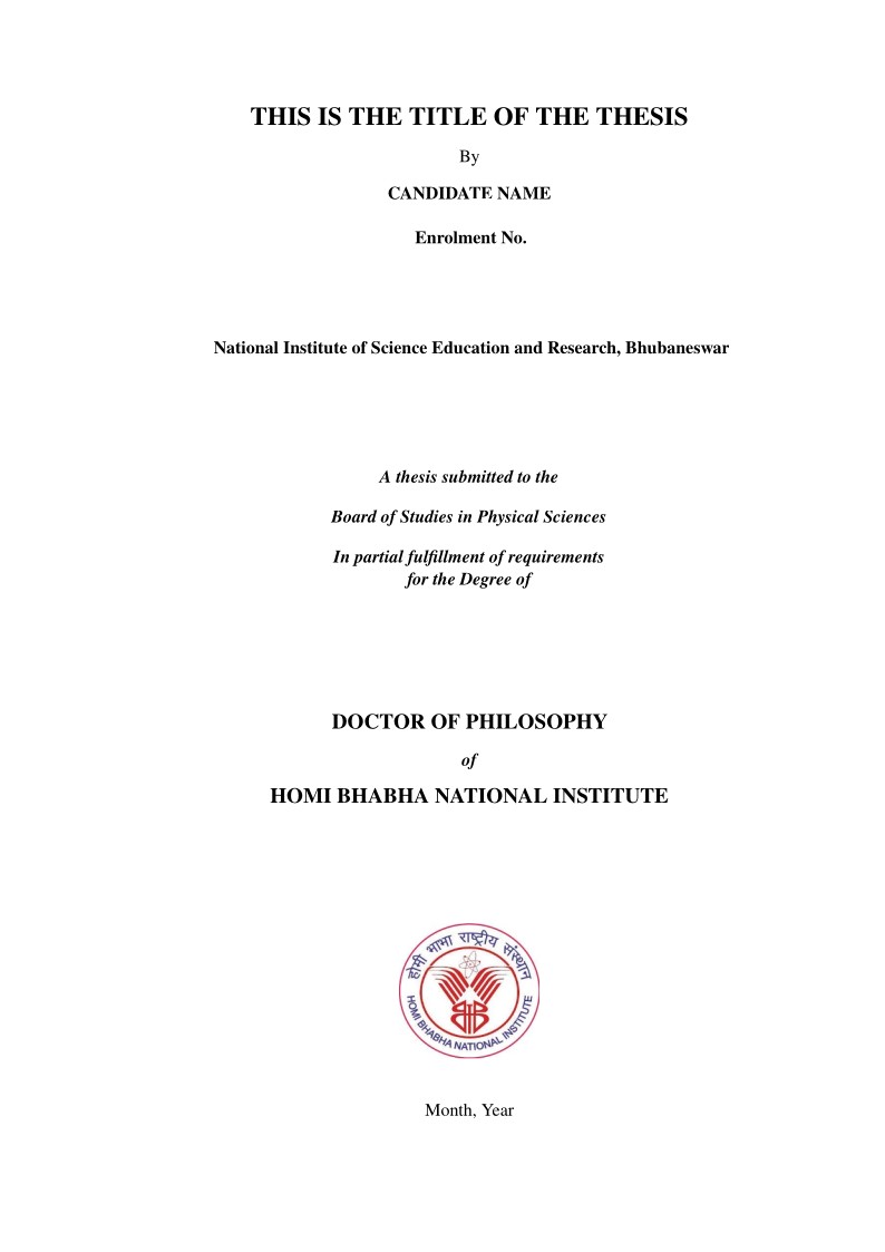 Template | NISER PhD Thesis