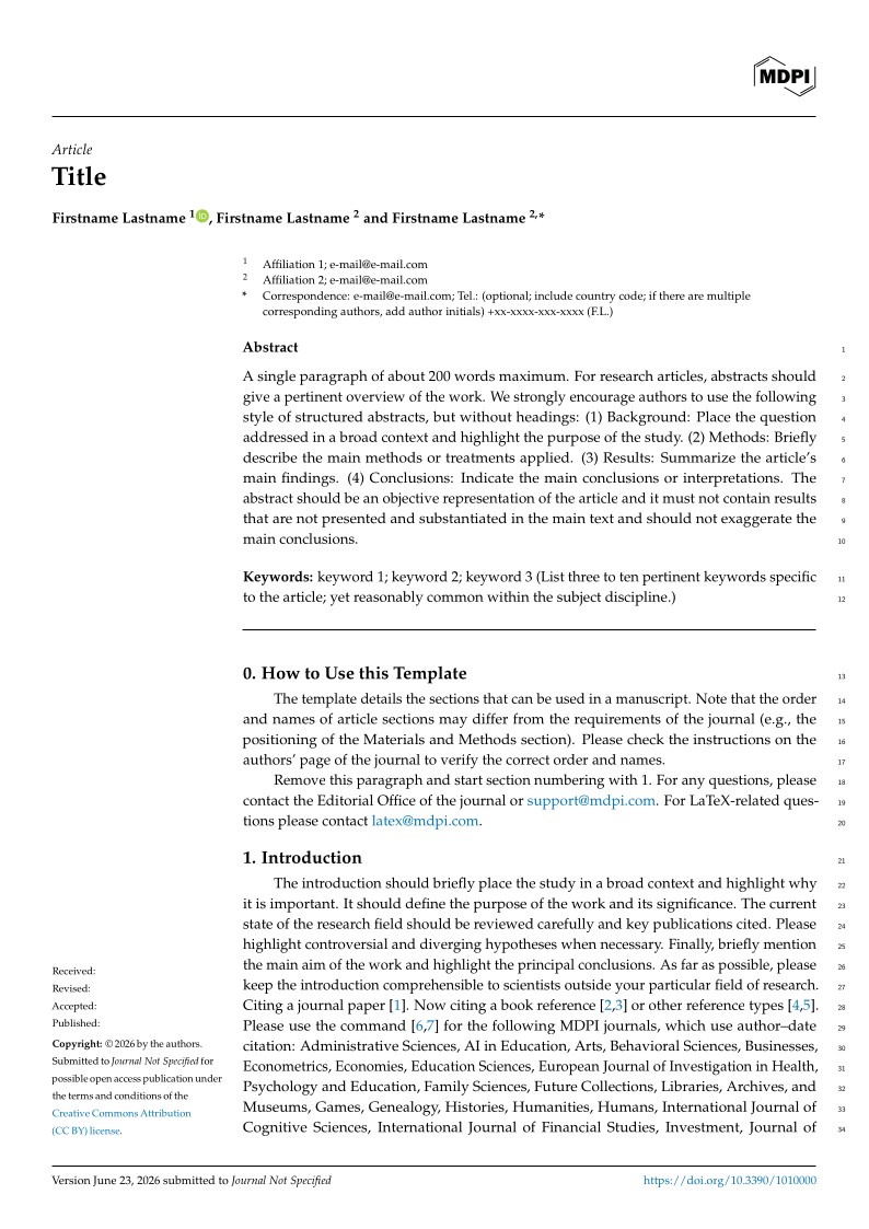 MDPI Article Template