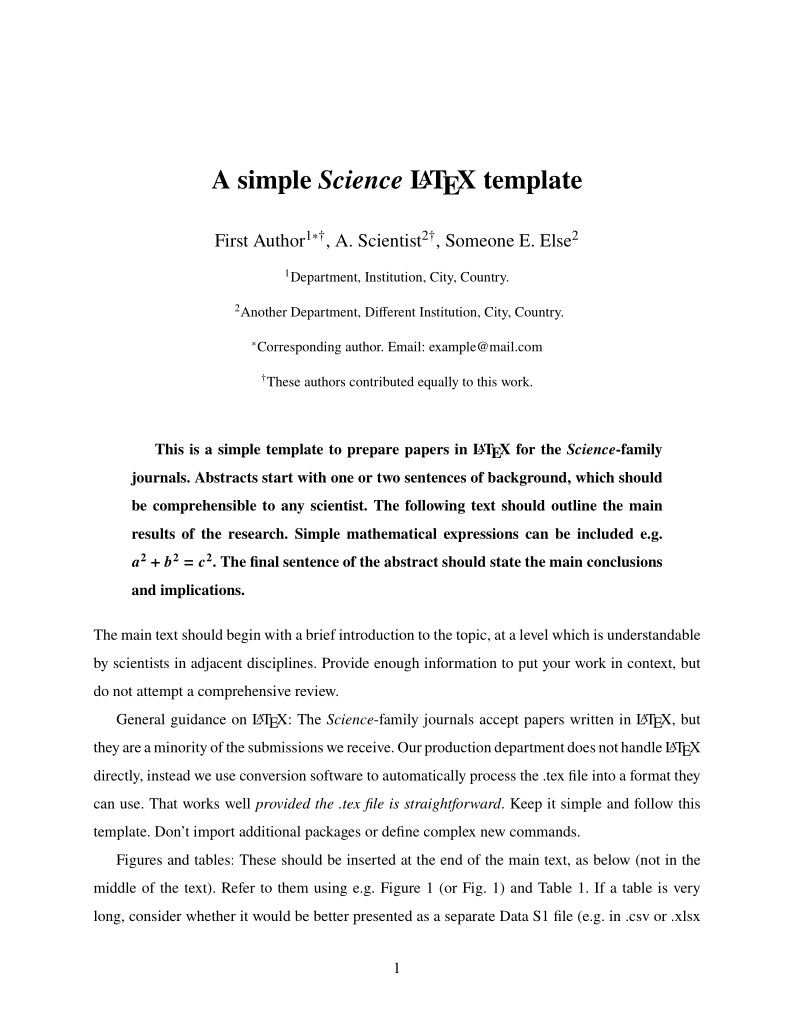 Science and Science-Family Journals Template