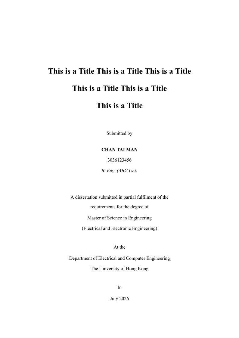 HKU MSc Dissertation LaTeX Template