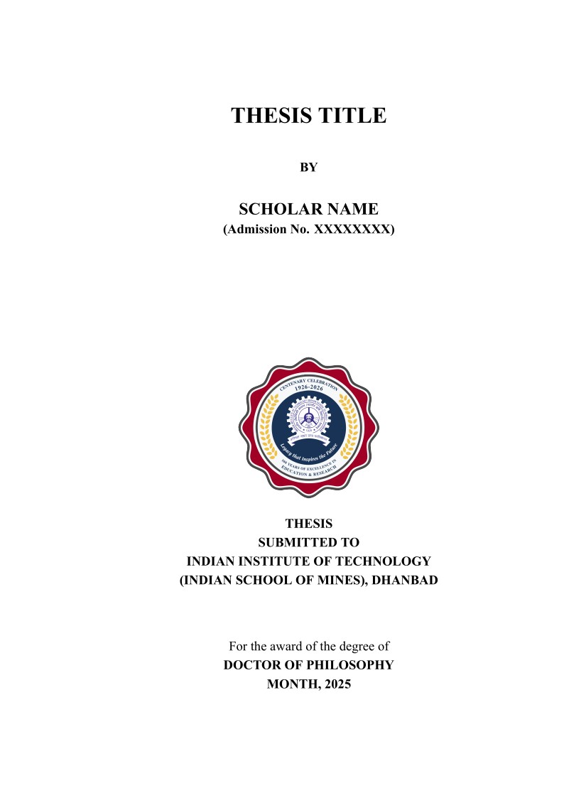 Thesis Template: IIT (ISM) Dhanbad