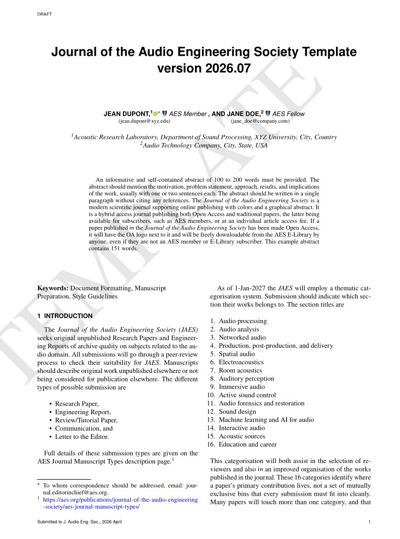 Journal of the Audio Engineering Society (JAES) template