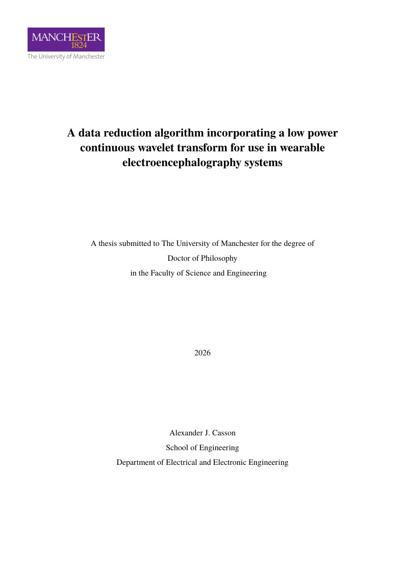 University of Manchester PhD thesis (and continuation reports)