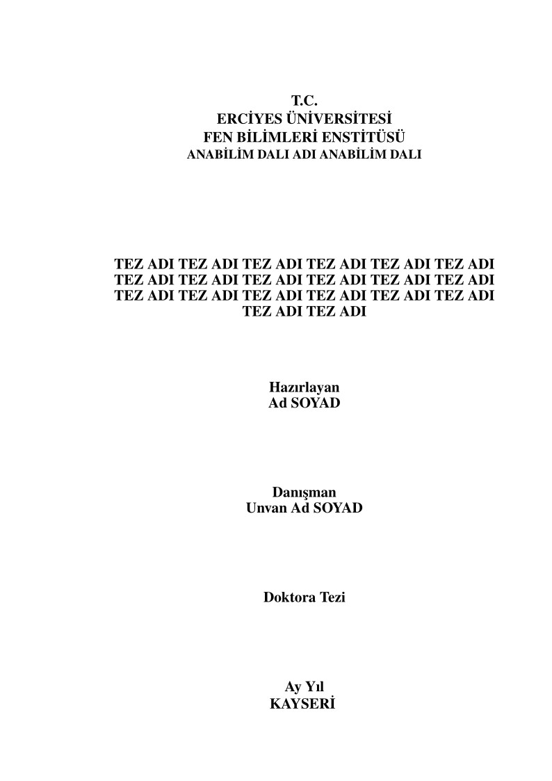 Erciyes Üniversitesi Fen Bilimleri Enstitüsü Lisansüstü Resmi LaTeX Tez Şablonu / Official Thesis Template
