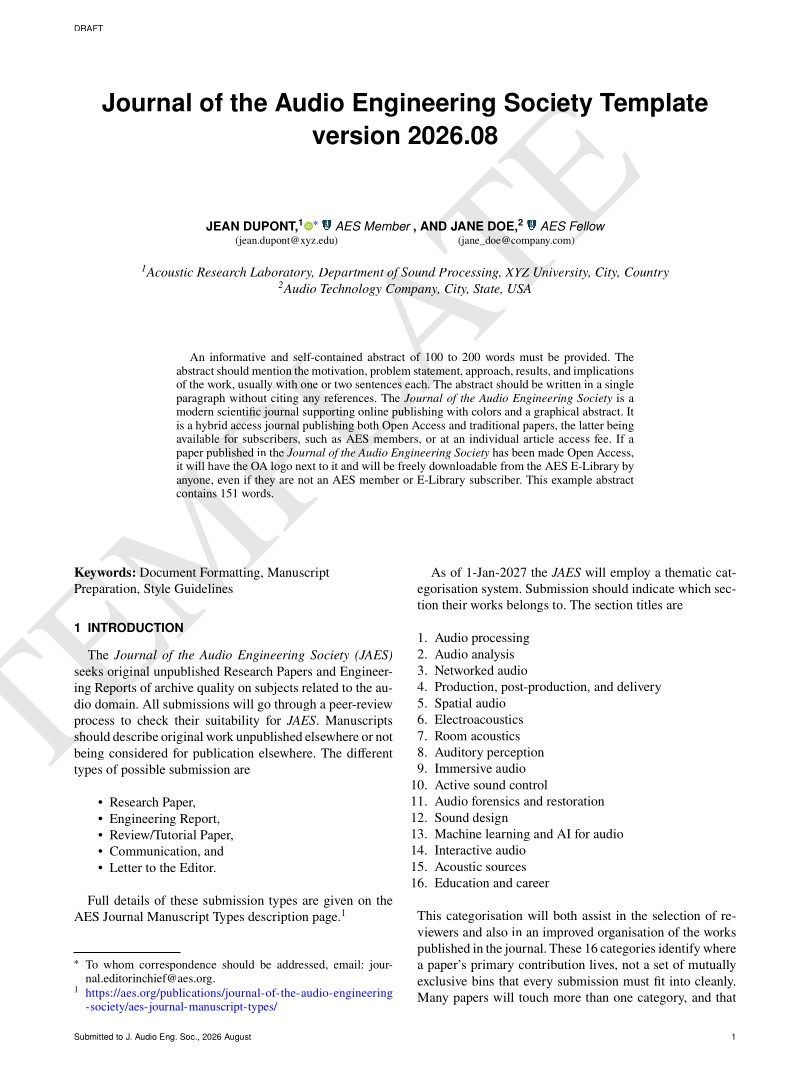 Journal of the Audio Engineering Society (JAES) template