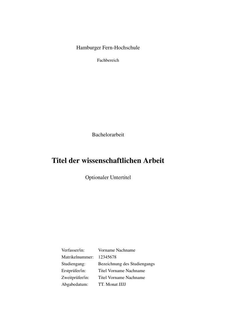 HFH LaTeX Template - Fachbereich Technik