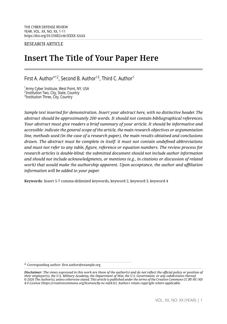 The Cyber Defense Review Template