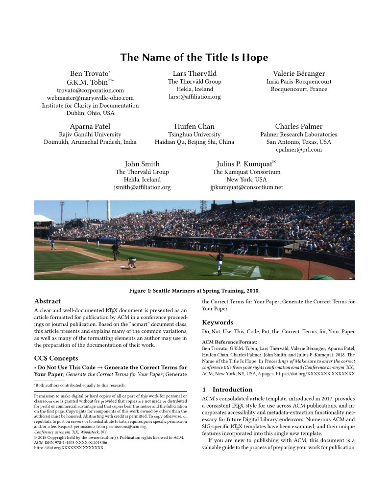 Association for Computing Machinery (ACM) - SIG Proceedings Template