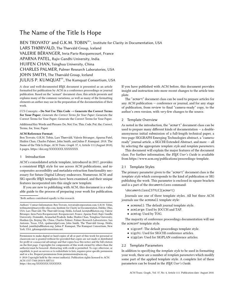 Association for Computing Machinery (ACM) - Large 2-Column Format Template