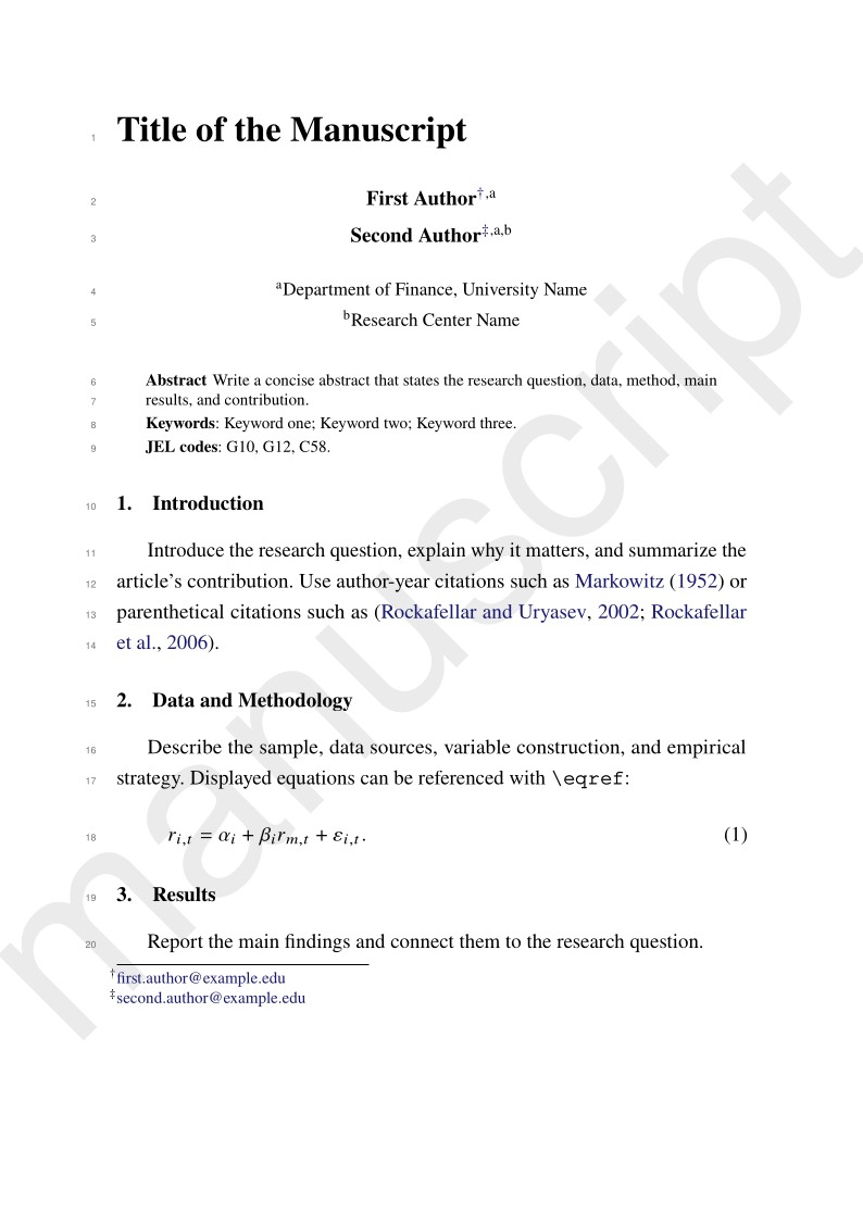 Brazilian Review of Finance: A Template