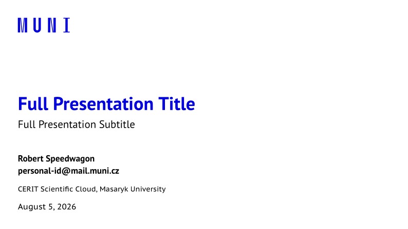 A Beamer Theme for CERIT at the Masaryk University in Brno