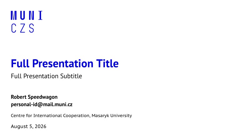 A Beamer Theme for the Centre for International Cooperation at the Masaryk University in Brno