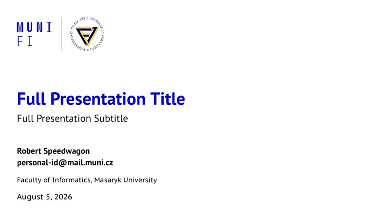 A Beamer Theme for the Faculty of Informatics at the Masaryk University in Brno