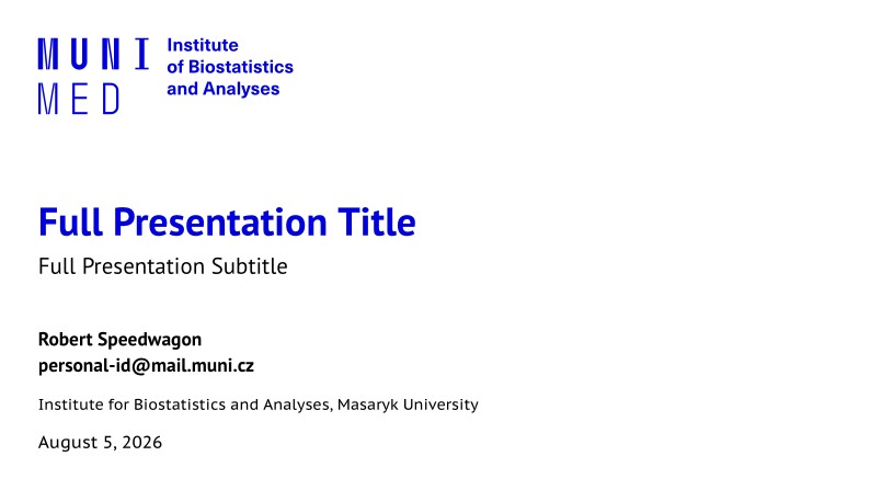 A Beamer Theme for the Institute for Biostatistics and Analyses at the Masaryk University in Brno
