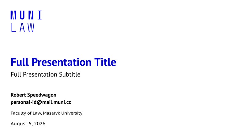 A Beamer Theme for the Faculty of Law at the Masaryk University in Brno