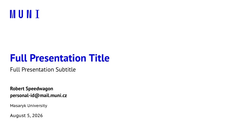 A Beamer Theme for the Masaryk University in Brno