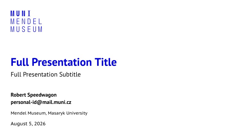 A Beamer Theme for the Mendel Museum at the Masaryk University in Brno