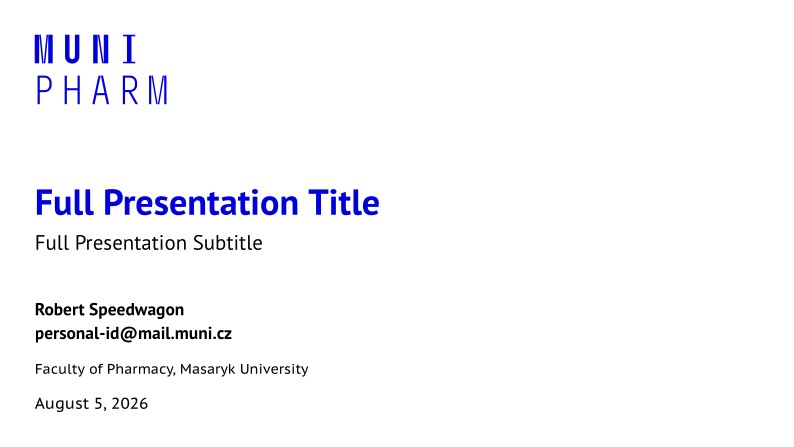 A Beamer Theme for the Faculty of Pharmacy at the Masaryk University in Brno
