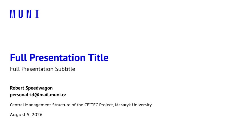 A Beamer Theme for the Central Management Structure of the Ceitec Project at the Masaryk University in Brno