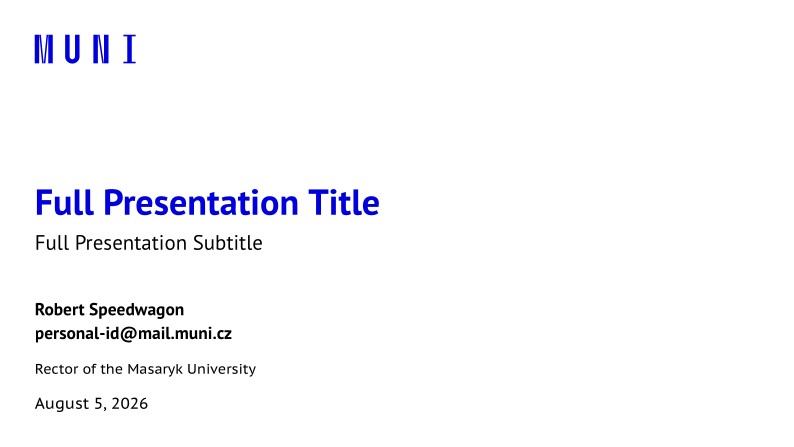 A Beamer Theme for the Rector of the Masaryk University in Brno