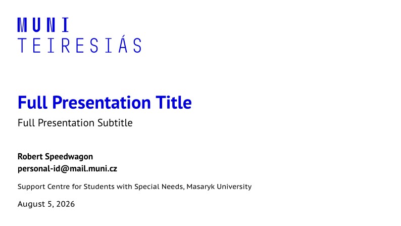 A Beamer Theme for the Support Centre for Students with Special Needs at the Masaryk University in Brno