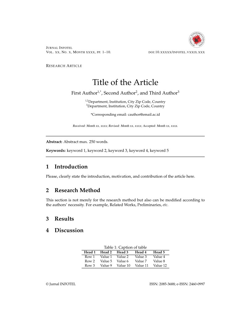 INFOTEL Journal Template