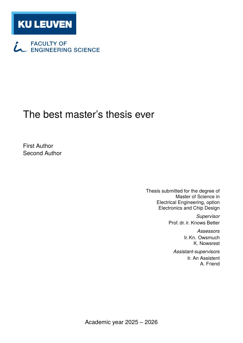KU Leuven Faculty of Engineering Science Masters Thesis Template
