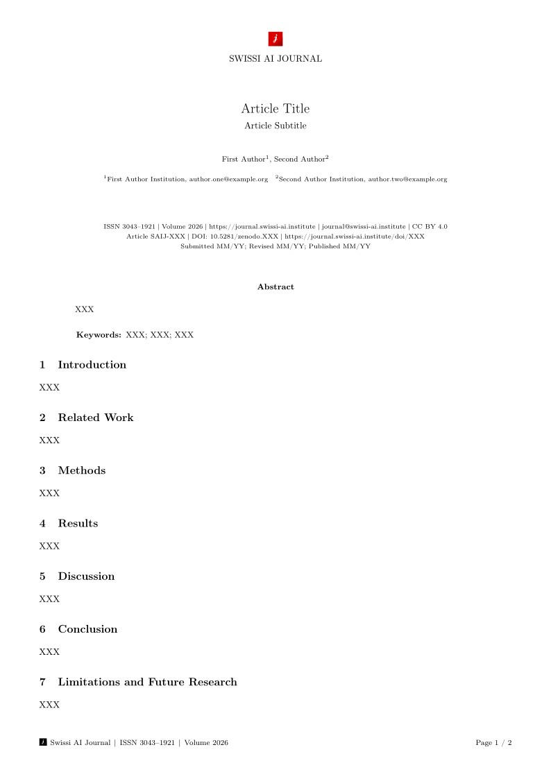 Swissi AI Journal - Paper - Official Template