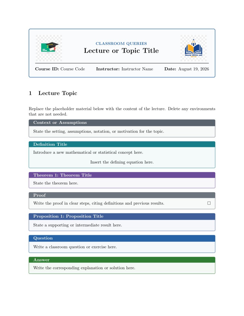 Class Notes Template