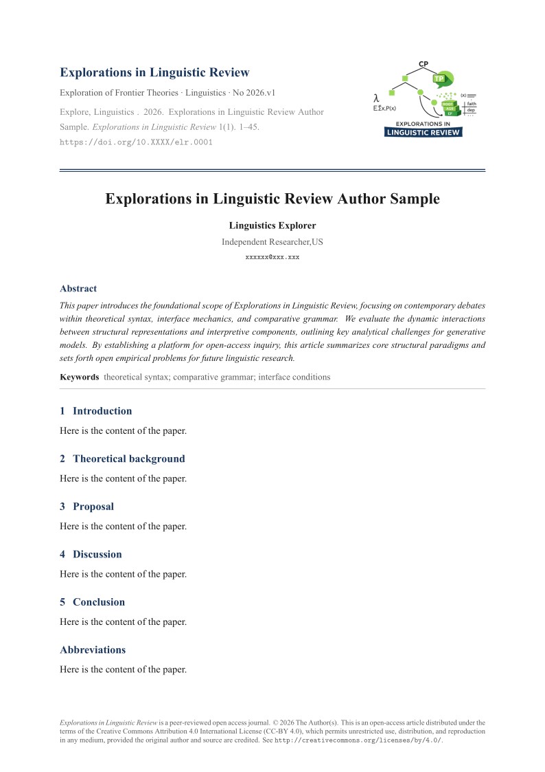 Explorations in Linguistic Review-article-template