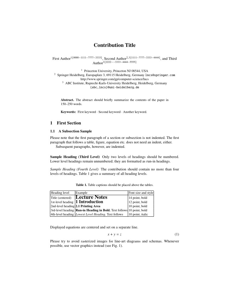 Springer Nature Lecture Notes in Computer Science
