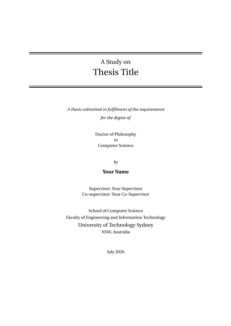 Thesis Template for The University of Technology Sydney (UTS)