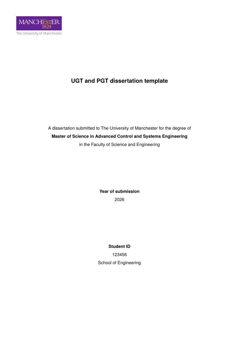 University of Manchester UGT and PGT dissertation