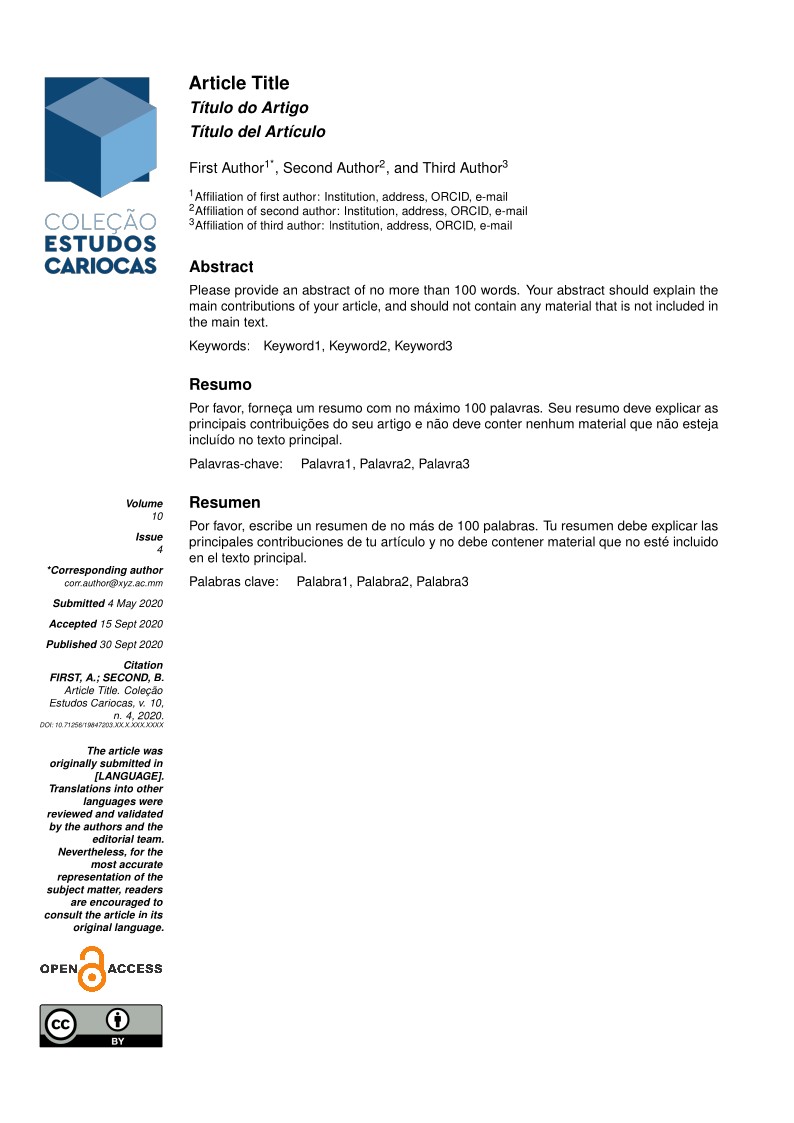 Coleção Estudos Cariocas Journal Template (English)