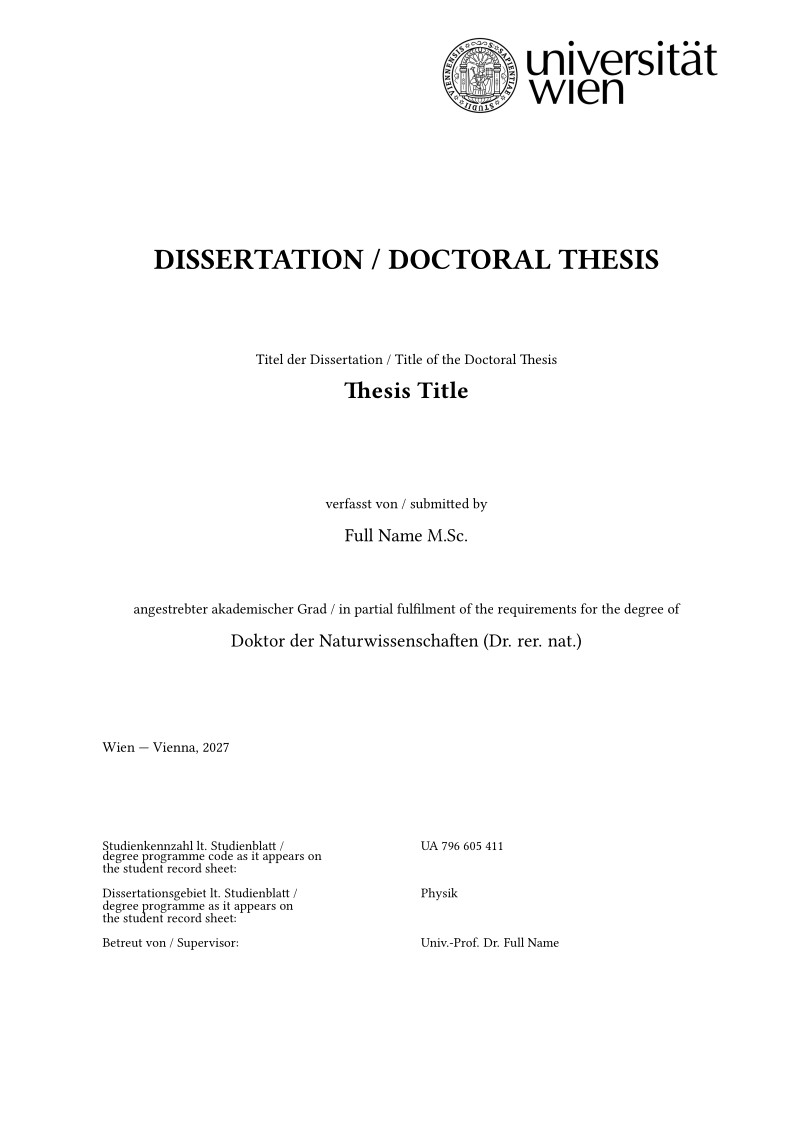 PhD thesis template - Faculty of Physics, University of Vienna