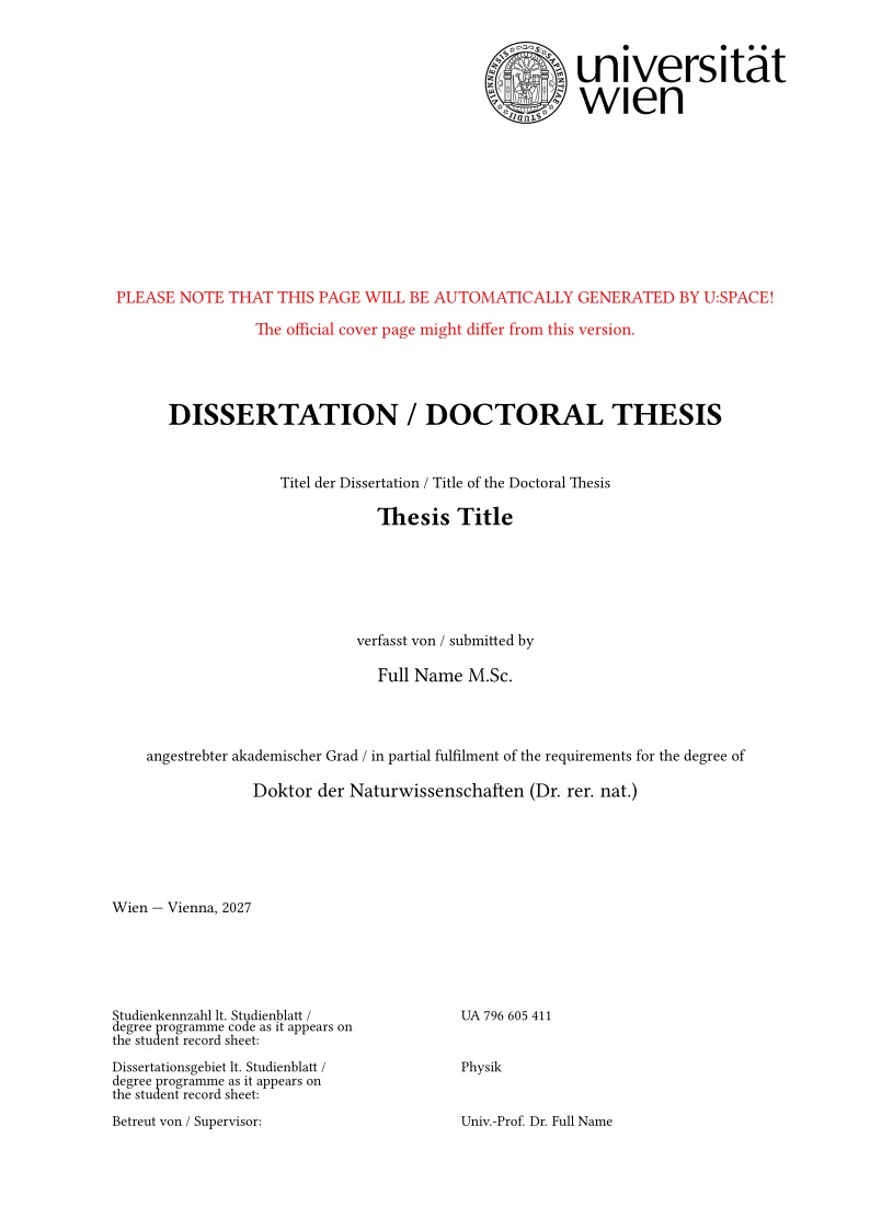 PhD thesis template - Faculty of Physics, University of Vienna
