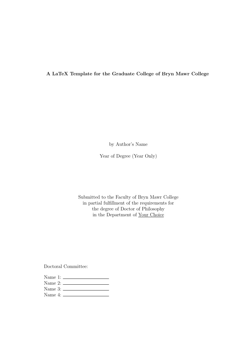 Bryn Mawr College Dissertation Template