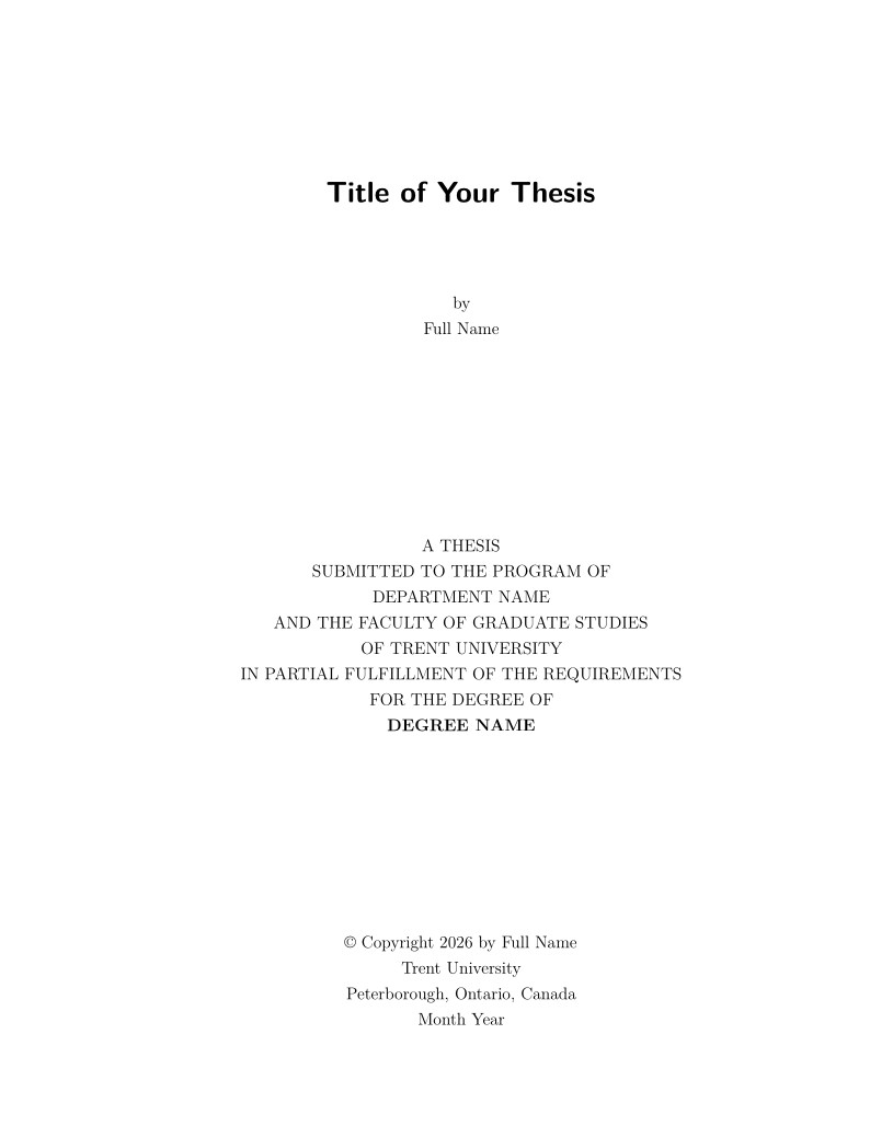 Trent University Graduate Thesis Template (Unofficial)