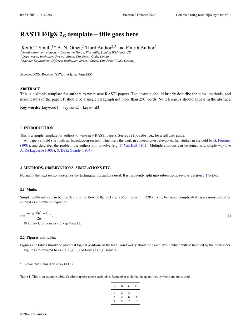 RAS Techniques and Instruments Template