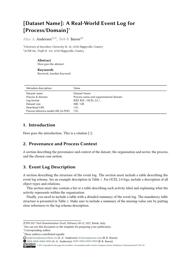 ICPM Demo Track Event Log Template